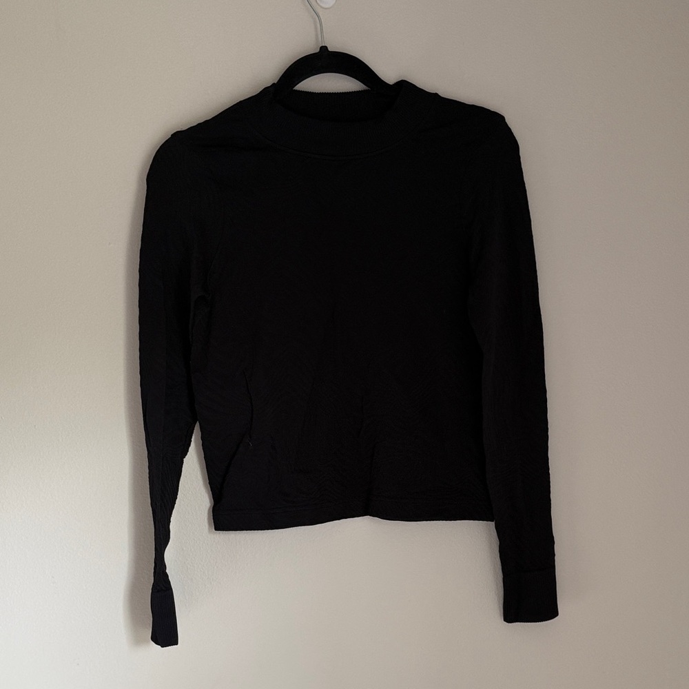 SPANX Black Long-Sleeve Mock Neck Top